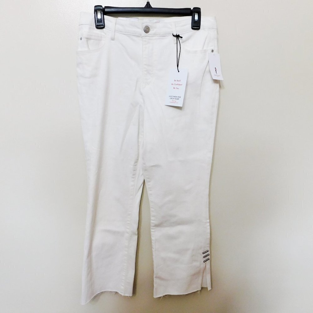 𝅺JR145 Skinnygirl White Julie Cropped Flare-Leg Jeans Size 10 / 30 x 25